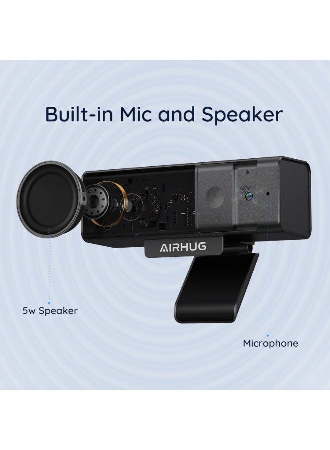 AIRHUG 3 in 1 Webcam - 1080P Webcam with Microphone and Speaker, USB Webcam with Privacy Cover, for Video Conferencing/Online Class/Game Live - Image 3